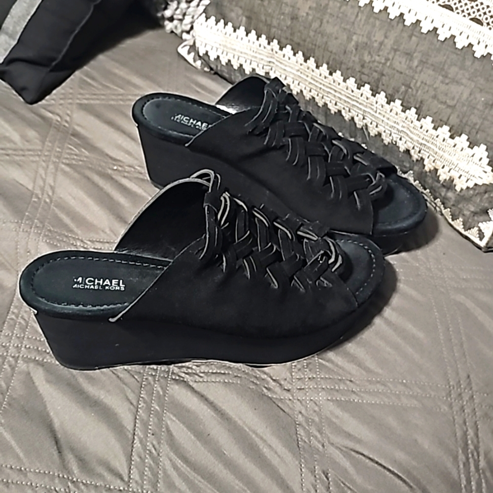 Micheal Kors Black Wedge Clog style Size 7.5
